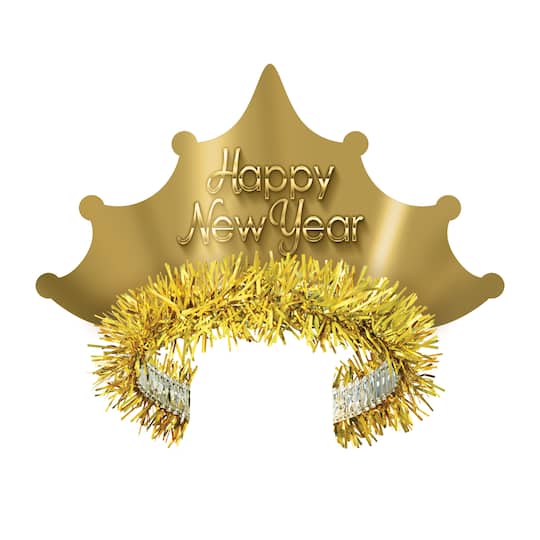 Beistle Adult Golden Happy New Year Tiaras, 50ct.